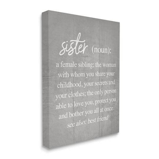 Stupell Industries Sister Definition Family Inspired Phrases Grey Pattern Canvas Wall Art